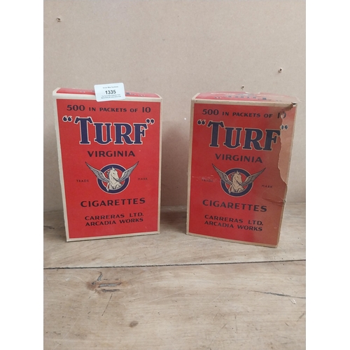 1335 - Two Turf Virginia cigarette cartons. {22 cm H x 14 cm W x 9 cm D}