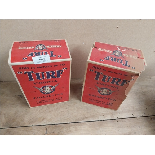 1335 - Two Turf Virginia cigarette cartons. {22 cm H x 14 cm W x 9 cm D}