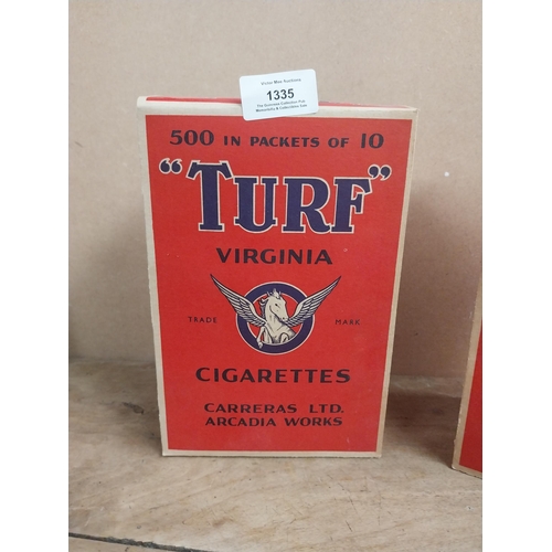 1335 - Two Turf Virginia cigarette cartons. {22 cm H x 14 cm W x 9 cm D}