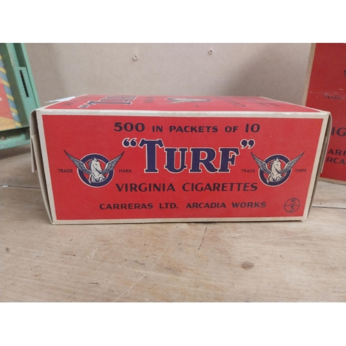 1335 - Two Turf Virginia cigarette cartons. {22 cm H x 14 cm W x 9 cm D}