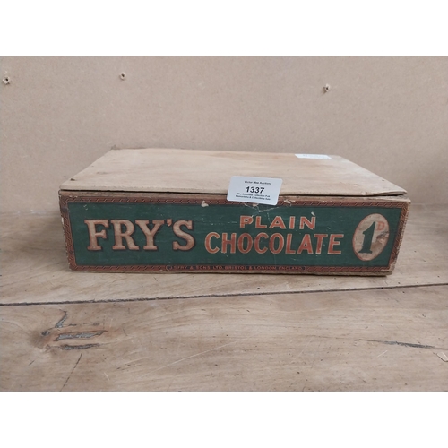 1337 - Fry's Plain Chocolate wooden advertising carton. {7 cm H x 28 cm W x 16 cm D}.