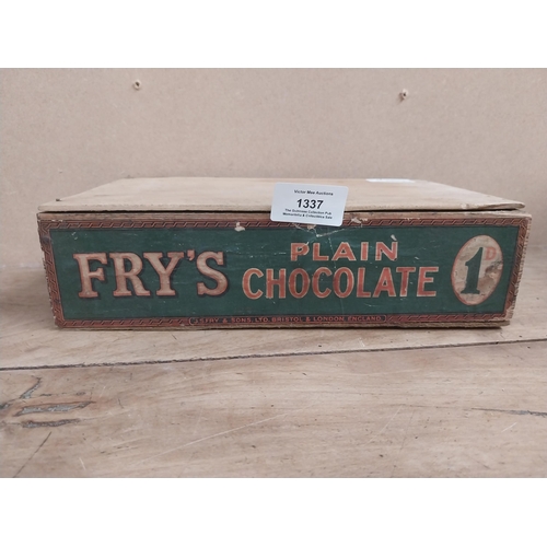 1337 - Fry's Plain Chocolate wooden advertising carton. {7 cm H x 28 cm W x 16 cm D}.