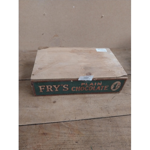 1337 - Fry's Plain Chocolate wooden advertising carton. {7 cm H x 28 cm W x 16 cm D}.