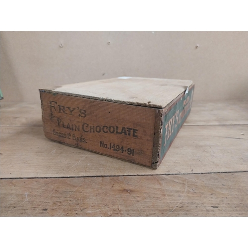 1337 - Fry's Plain Chocolate wooden advertising carton. {7 cm H x 28 cm W x 16 cm D}.