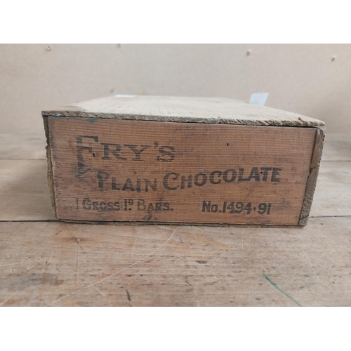 1337 - Fry's Plain Chocolate wooden advertising carton. {7 cm H x 28 cm W x 16 cm D}.