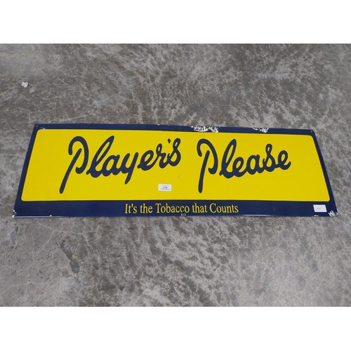 1338 - Player's Please It's the Tobacco that Counts enamel advertising sign. {31 cm H x 91 cm W}.