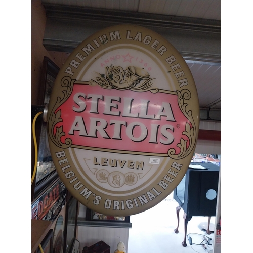 1340 - Stella Artois Lager double sided light up advertising sign. {74 cm H x 56 cm W}.