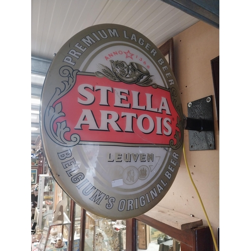 1340 - Stella Artois Lager double sided light up advertising sign. {74 cm H x 56 cm W}.