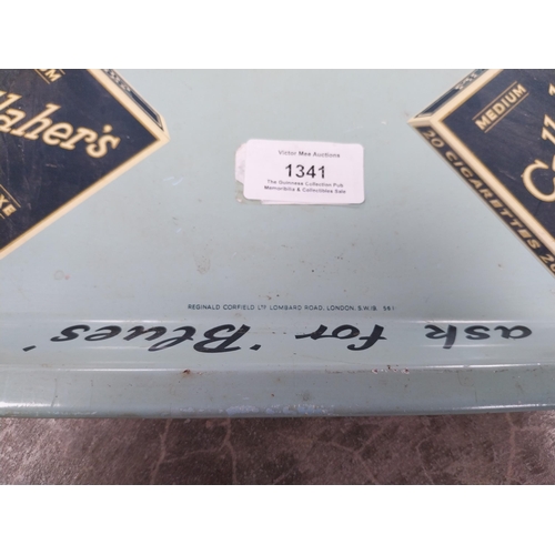 1341 - Gallagher's Ask For Blue Deluxe Cigarettes tinplate advertising tray. { 32cm L X 41cm W }.