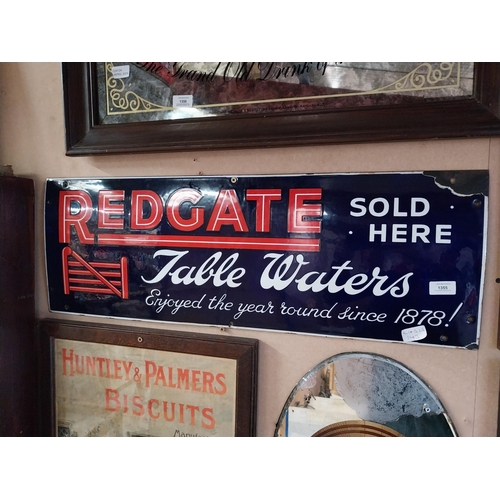 1355 - Redgate Table Waters Sold Here enamel advertising sign. {28 cm H x 81 cm W}.