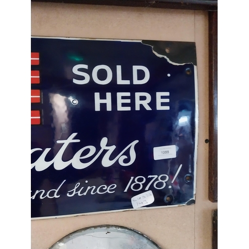 1355 - Redgate Table Waters Sold Here enamel advertising sign. {28 cm H x 81 cm W}.