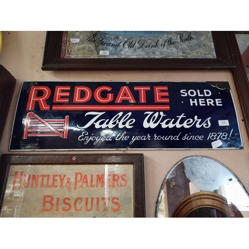 1355 - Redgate Table Waters Sold Here enamel advertising sign. {28 cm H x 81 cm W}.