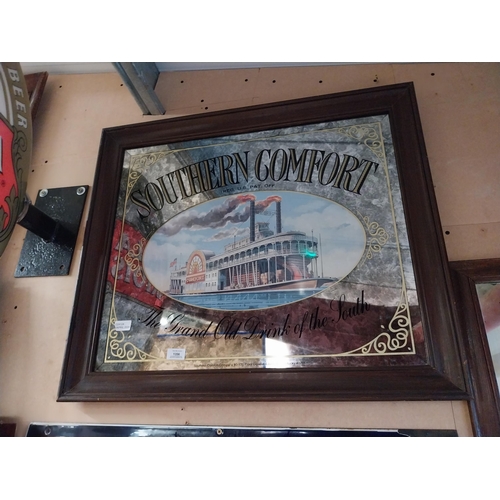 1356 - Southern Comfort The Grand Old Drink framed advertising mirror. {66 cm H x 74 cm W}.