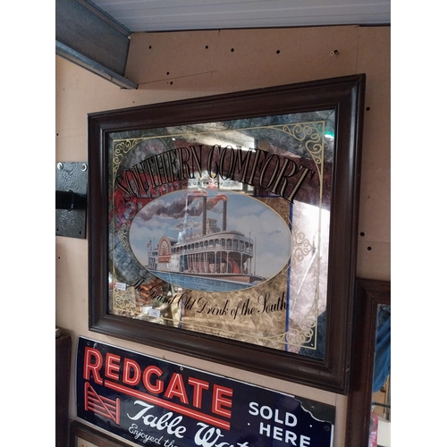 1356 - Southern Comfort The Grand Old Drink framed advertising mirror. {66 cm H x 74 cm W}.