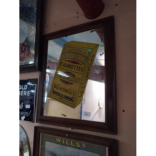 1357 - Gold flake framed advertising mirror {57cm H x 47cm W}.