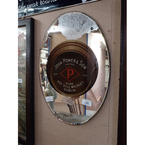 1359 - John Power's and Son Pure Pot Still Whiskey mirror. {47 cm H x 34 cm W}.