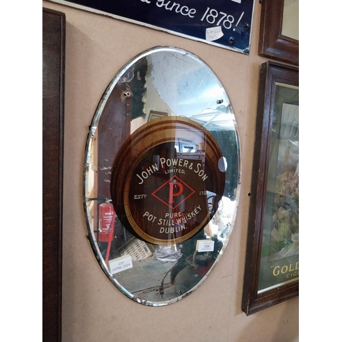 1359 - John Power's and Son Pure Pot Still Whiskey mirror. {47 cm H x 34 cm W}.