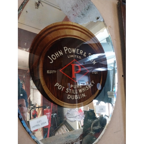 1359 - John Power's and Son Pure Pot Still Whiskey mirror. {47 cm H x 34 cm W}.