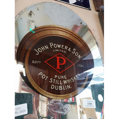 1359 - John Power's and Son Pure Pot Still Whiskey mirror. {47 cm H x 34 cm W}.