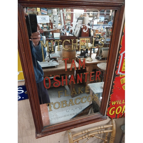 136 - Rare early 20th C. Mitchell's Tam O'Shanter Flake Tobaccos advertising clock with central mirrored p... 