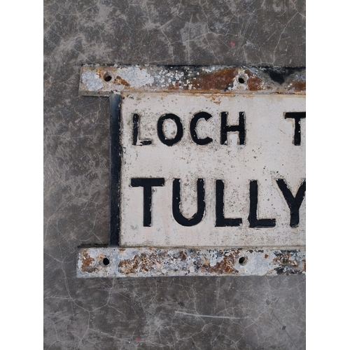 1360 - Tullyguide Lake finger post sign. {29 cm H x 95 cm W}.