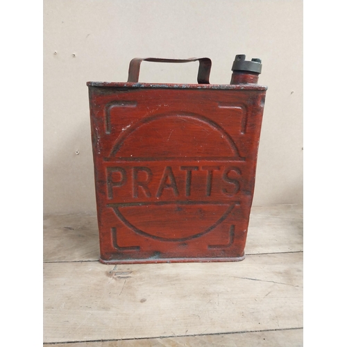 1361 - Pratt's Petrol Can with original brass cap. {30 cm H x 25 cm W x 15 cm D}.