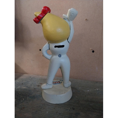 1366 - Cast iron Esso advertising man. {25 cm H x 9 cm Dia.}.