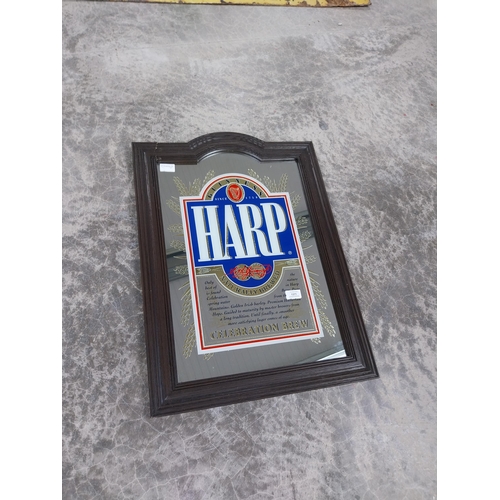 1371 - Framed Harp Genuine Lager advertising mirror. {72 cm H x 51 cm W}.