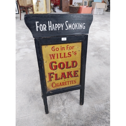 1378 - Wooden sandwich advertising board For Happy Smoking Wills's Gold Flake/Wills's Woodbine {78 cm H x 5... 