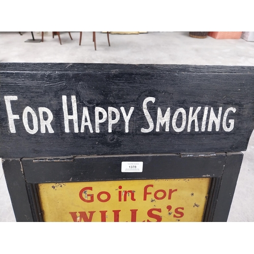 1378 - Wooden sandwich advertising board For Happy Smoking Wills's Gold Flake/Wills's Woodbine {78 cm H x 5... 