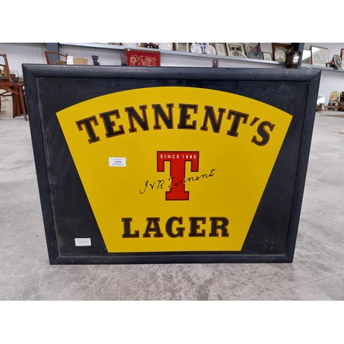 1379 - Tennants Lager light up advertising box. {49 cm H x 63 cm W}.