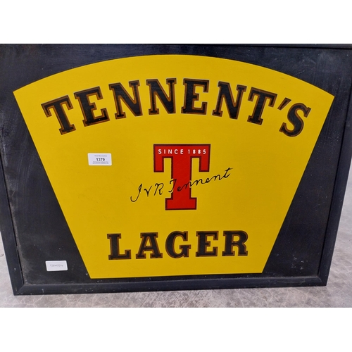 1379 - Tennants Lager light up advertising box. {49 cm H x 63 cm W}.