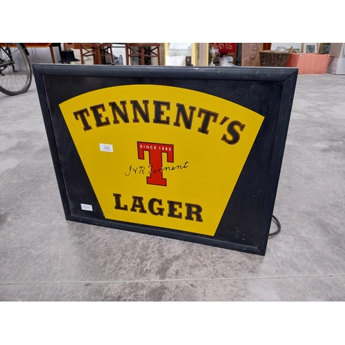 1379 - Tennants Lager light up advertising box. {49 cm H x 63 cm W}.