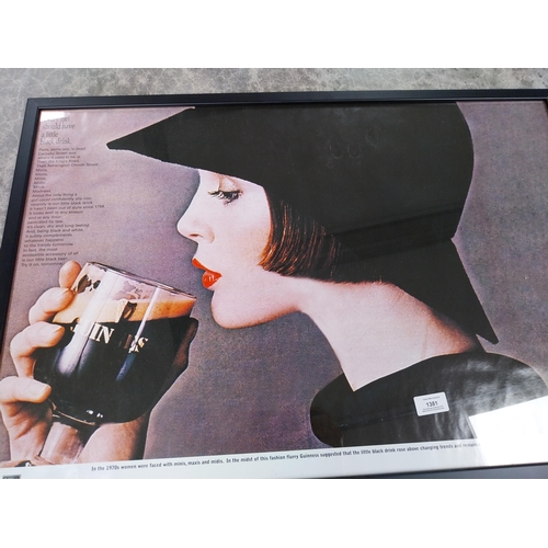 1381 - Guinness Every Girl Should Have A Little Black Drink framed advertising print.{54 cm H x 81 cm W}