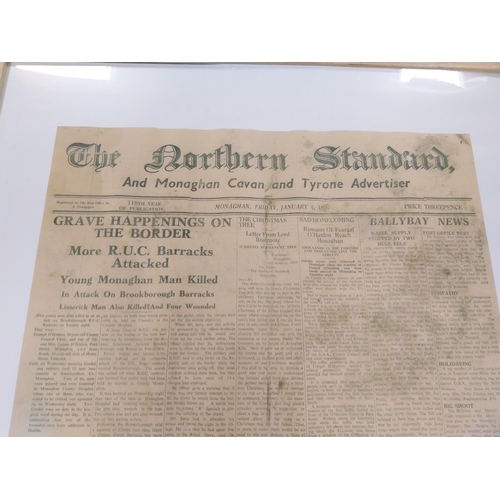 1384 - Northern Standard January 4th 1957 with headline Grave Happenings on the Border framed newspaper fea... 