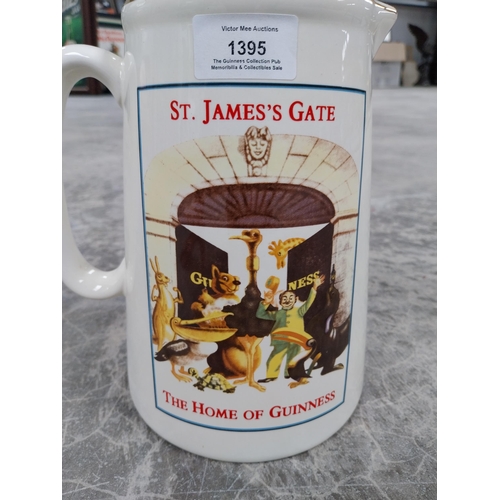 1395 - Guinness ceramic advertising water jug. {32 cm H x 18 cm W x 15 cm D}.