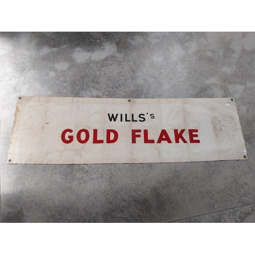 1398 - Wills's Gold Flake advertising banner. {60 cm H x 201 cm W}.