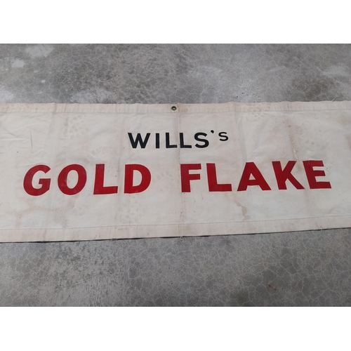 1398 - Wills's Gold Flake advertising banner. {60 cm H x 201 cm W}.