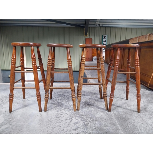 1399 - Four Early 1930's bar stools with dished seat. {70 cm H x 34 cm Dia.}.