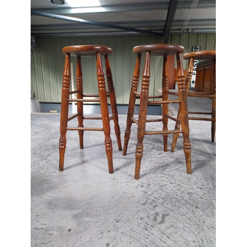 1399 - Four Early 1930's bar stools with dished seat. {70 cm H x 34 cm Dia.}.