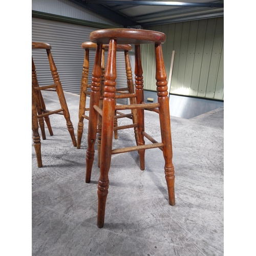 1399 - Four Early 1930's bar stools with dished seat. {70 cm H x 34 cm Dia.}.