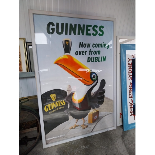 1401 - Original early 1980s large Guinness Now Coming Over From Dublin advertising print mounted in painted... 