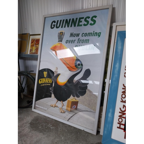 1401 - Original early 1980s large Guinness Now Coming Over From Dublin advertising print mounted in painted... 