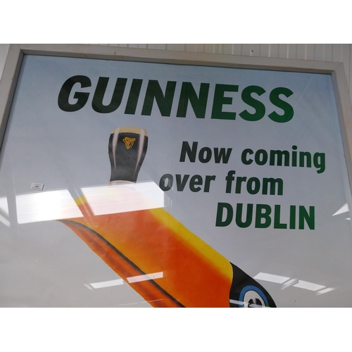 1401 - Original early 1980s large Guinness Now Coming Over From Dublin advertising print mounted in painted... 