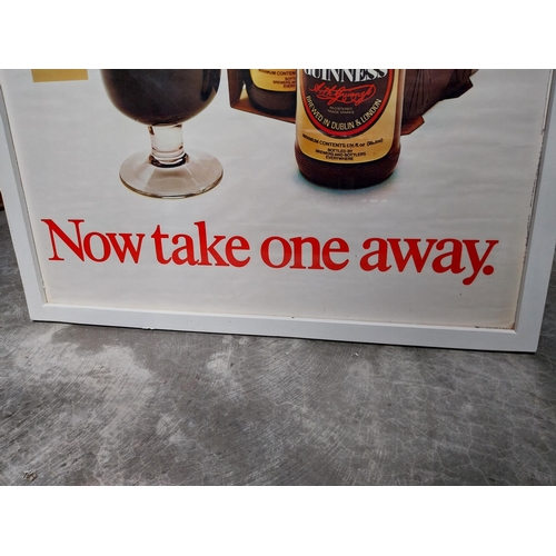 1402 - Original early 1980s large Now Take One Away Guinness advertising print mounted in painted pine fram... 