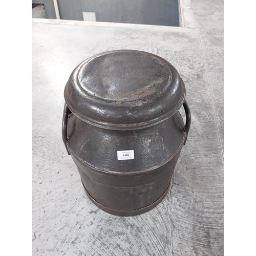 1408 - Early 20th C. metal milk churn. {46 cm H x 31 cm Dia.}.