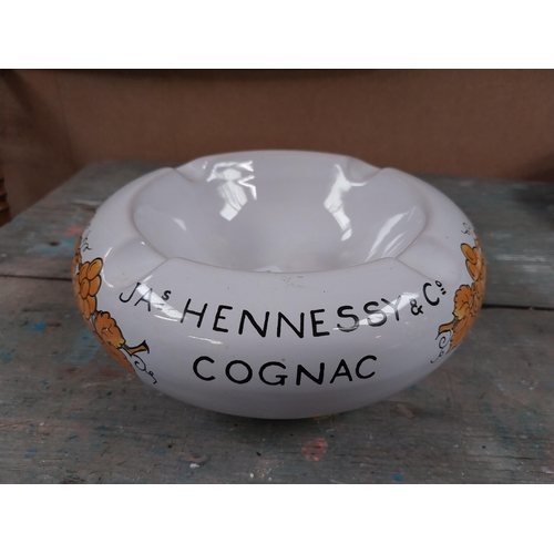 141 - James Hennessy and Co Cognac {7 cm H x 19 cm Dia.}  and Enjoy Embassy and Bass {6 cm H x 21 cm Dia.}... 