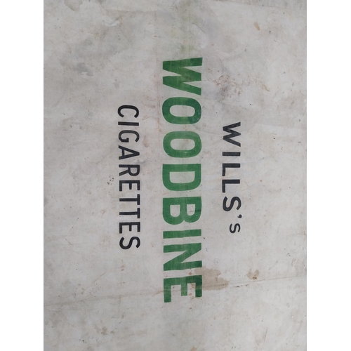 1417 - Wills's Woodbine cigarettes advertising banner. {119 cm H x 227 cm W}.