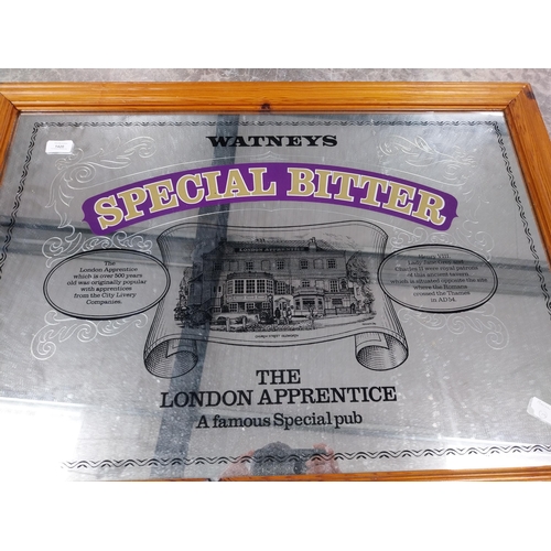 1420 - Watney's Special Bitter The London Apprentice Pub framed advertising mirror. {65 cm H x 91 cm W}.