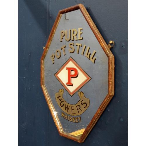 1430 - Pure Pot Still Power's Whiskey framed advertising mirror {H 50cm x W 40cm }. - NOT AVAILABLE TO VIEW... 